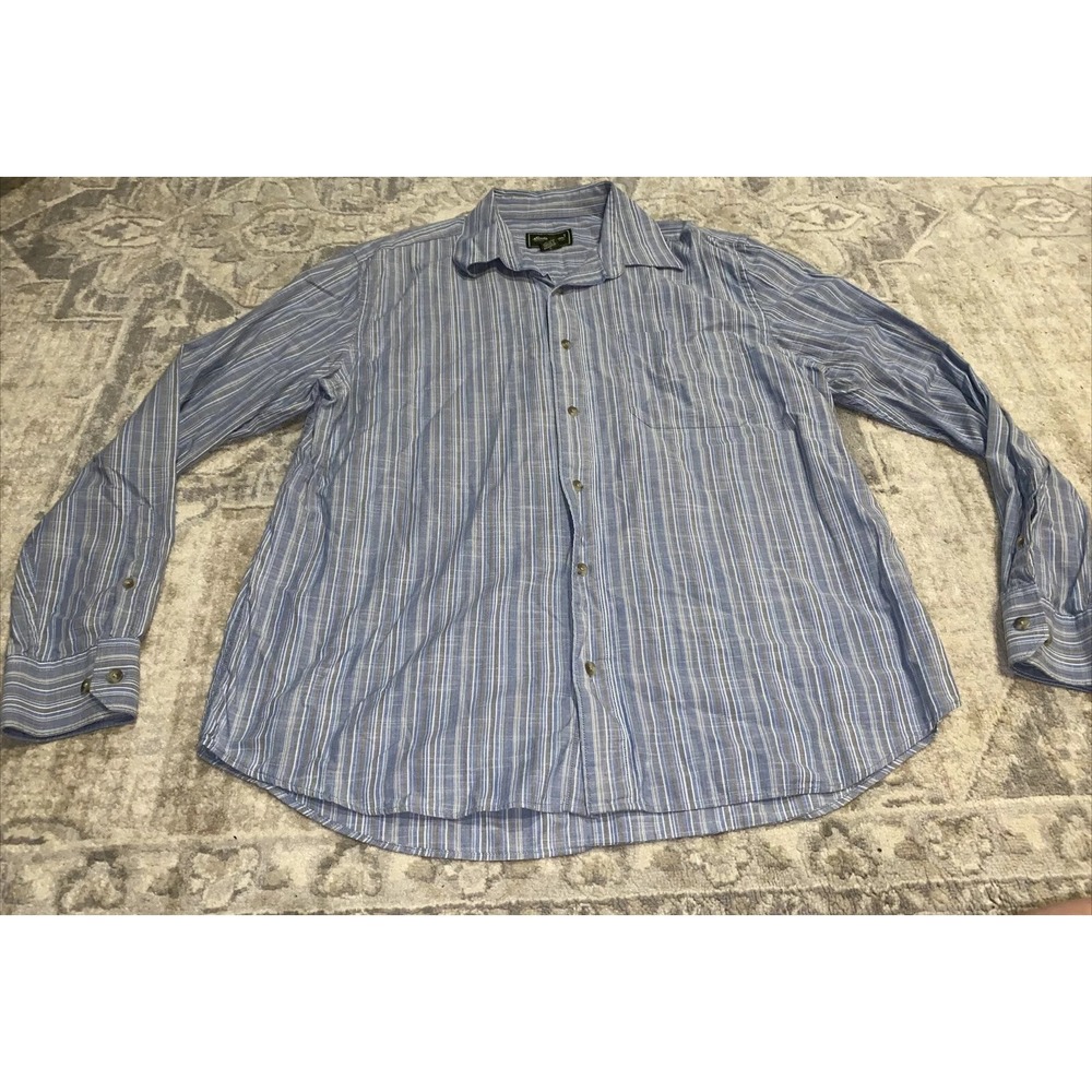 Men's Eddie Bauer Long Sleeve Blue Button Down Shirt Size Large